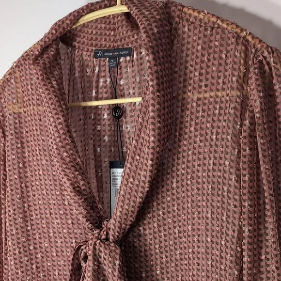 Adrianna Papell | Pink Patterned Textured Sheer Tunic Long Sleeve Top Size XL 1X - Picture 1 of 11